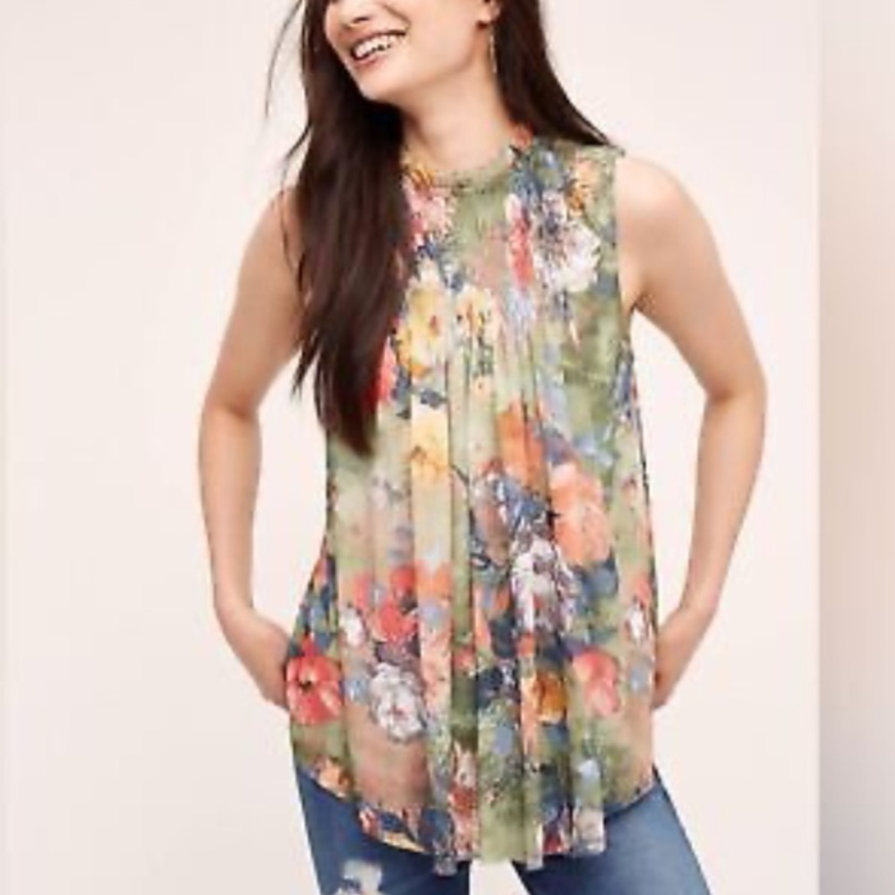 ANTHROPOLOGIE Deletta Floral Sleeveless blouse